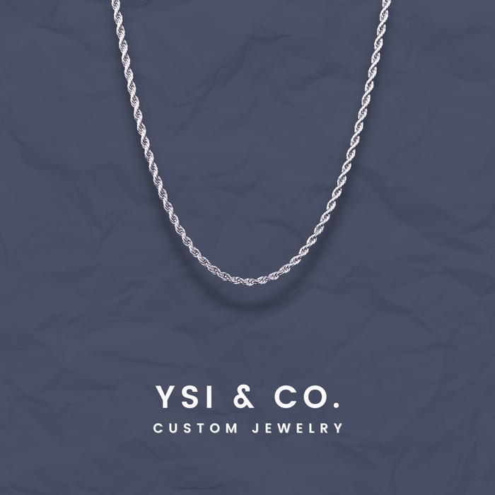 2.8mm Rope Chain in White Gold / S925 Silver